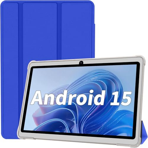 TUOHAITIME Android 15 Tablet 7 Inch Tablet, 9GB RAM 32GB ROM 1TB Expansion, Quad-core Processor, Dual Camera, 5G/2.4G WiFi, Bluetooth, Parental Control, Drop-Proof Case (Blue)