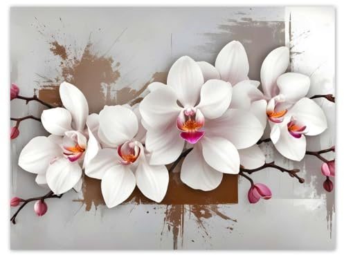 H10403Z_NS1A Stickers muraux Motif orchidée blanche 40 x 30 cm