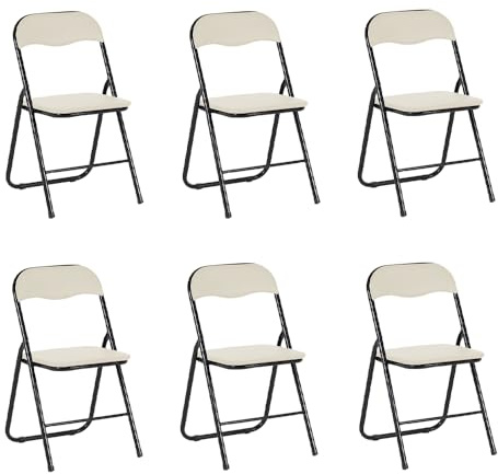 Hooma - Lot de 6 chaises Pliantes d'intérieur et Confortables en PVC, Chaise Pliante Salle à Manger, Cuisine, Extérieur, Intérieur - Beige