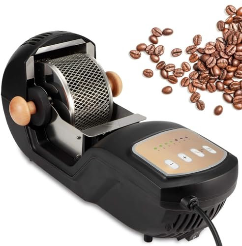 DFYOZX Tostador de Granos de café, máquina tostadora eléctrica de Granos de café para el hogar con horneado, 1600 W Completo? Tostador automático de Acero Inoxidable con 7 Opciones de Tostado