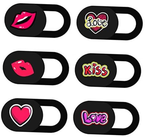 NUOBESTY 6piezas De Privacidad para Cámara Protector De Cámara para Teléfono y Laptop Deslizador De Doble Uso Diseño De Corazón y Labios