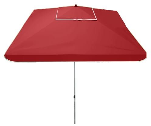QSPNVFB Groß Marktschirm Quadratisch 200cm Sonnenschirm Gartenschirm Höhenverstellbar Sonnenschutz Terrassenschirm Windfest Balkonschirm for Pool Strand(Red)