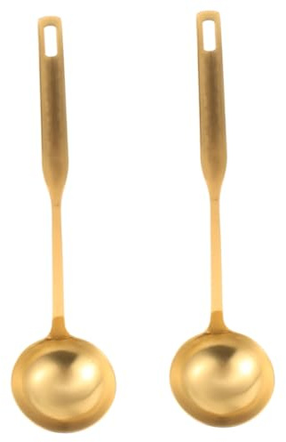 Zerodeko 2 pièces Louche à Soupe Acier Inoxydable Dorée de Ustensiles de Cuisine pour Soupe Sauce et Hotpot Outil Pratique pour Cuisine Maison et Restaurant