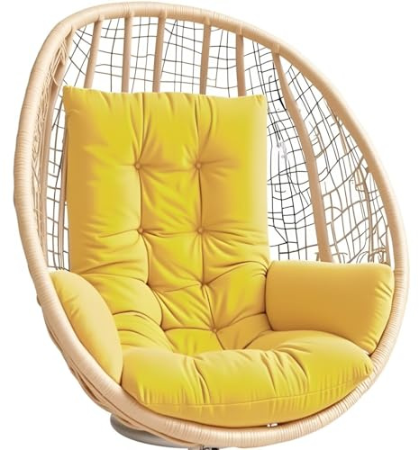 RTSFKFS Egg Chair Cushion Indoor/Outdoor Hanging Basket Seat Cushions Replacement, Hammock Swing Pad Cushion With Armrest (OnlyCushion)(Yellow)