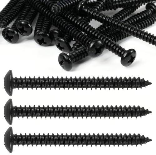 20 Stück M5 x 60mm Selbstschneidende Holzschrauben aus Kohlenstoffstahl mit Rundkopf, Schwarz Zink Plattiert, Ideal für Möbel- und Heimwerkerprojekte