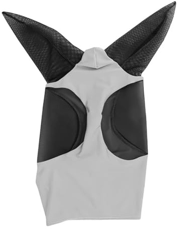 Maschera anti-mosche in maglia elastica, protezione for le orecchie, cappuccio traspirante for equitazione per cavalli(Light Grey)