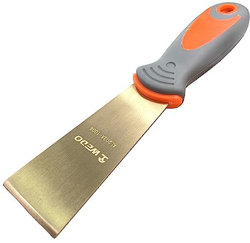 WEDO Spachtel, Malerspachtel, Profi Malerspachtel Spachtel 40mm, Safety Scraper Painter, Maler Werkzeug, DIN Standard, BAM&FM Zertifikat, Aluminiumbronze, Länge 203mm