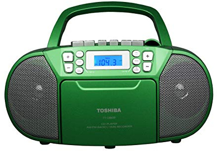Toshiba TY-CKM39(G) Portable MP3 CD Cassette Boombox with AM/FM Stereo and Aux Input Metallic Green