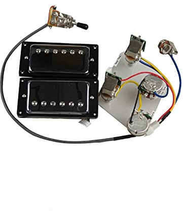 Guitar Pickups Humbucker Pickups Neck And Bridge Pickup 4C Wiring Harness Push-pull Single Cut Set For Gibson Epiphone Guitar Electric guitar pickups (Color : Silver Black Frame)