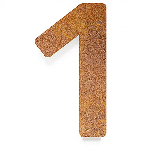 INOXSIGN Vintage husnummer 1 - massiv, väderbeständig och hållbar - 20 cm stor - med fästmaterial - retro design husnummerskylt N-03-1-R