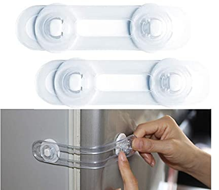 2 Pezzi Chiusure Sicurezza Bambini 120X30mm, Blocca Armadi Cassetti e Ante, Con Biadesivi Colore Trasparenti