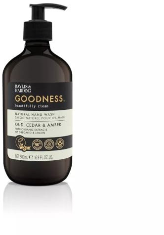 Baylis & Harding Goodness Oud, Cedar & Amber Natural Hand Wash, 500ml (Pack of 1) - Vegan Friendly