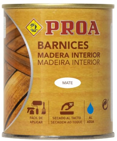 Barniz mate al agua interior. Transparente. 250 ML. Barniz Chalk Paint. Proa.