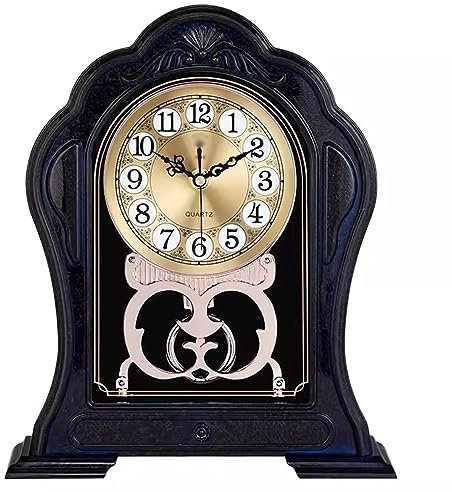 OSKOE Piccolo Orologio da Tavolo retrò, Orologio da Camino, Orologio da Tavolo A Batteria, Orologio A Pendolo al Quarzo Silenzioso,C