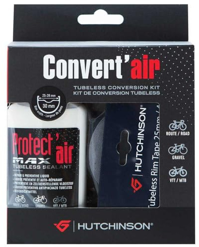 Hutchinson Tubeless Tyre Conversion Kit Rim Tape-Valves-Sealant 30mm