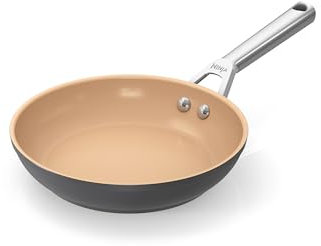 Ninja Extended Life 20cm Ceramic Frying Pan, Non-Stick (No PFAs, PFOAs, Lead or Cadmium), Induction Compatible, Stainless Steel Handle, Oven Safe to 285°C, Terracotta & Grey, CW90020UK