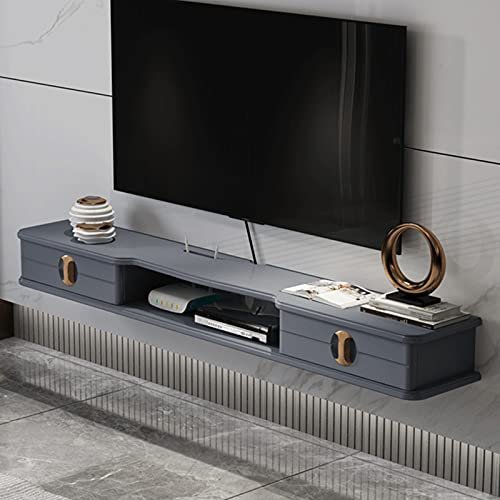 SIBEG Schwimmendes Unterhaltungsregal, an der Wand montierter TV-Ständer, schwimmendes Medienregal, TV-Konsoleneinheit, Wand-TV-Schrank, Aufbewahrungsregale, Möbel mit 2 Schubladen für Wohnzimmer,