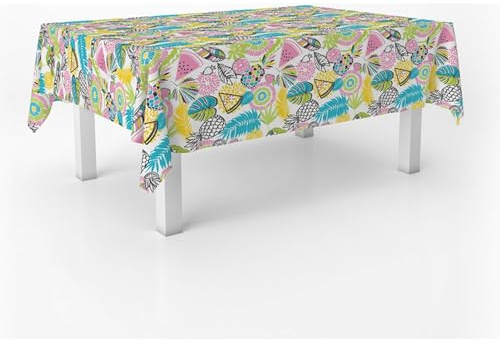 ECOMMERC3 Nappe en Toile cirée rectangulaire Taille 100 x 140 cm Style, durabilité et Facile d'entretien pour Votre Table - Nappe en Toile cirée Anti-Taches et imperméable, Bleu