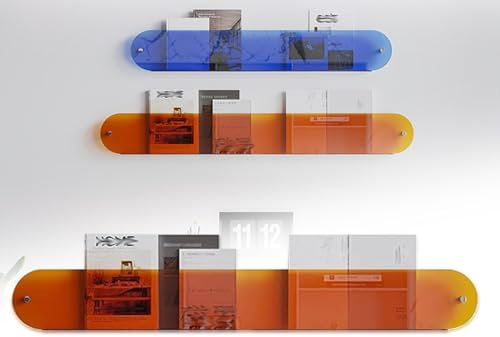 Zeitungsständer, Acryl-Magazin-Wandregal, Klarer Prospekthalter Ständer Zeitschriften Wandhalter Dokumentenhalter Wandregal Acryl Zeitungsständer für Wandanwendung (Color : Orange, Size : 50cm/19.6