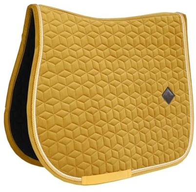 Kentucky Horsewear Satteldecke Velvet Jumping Cob – Senfgelb Schabracke – Springform mit Doppelkordel – Atmungsaktiv – Maschinenwaschbar