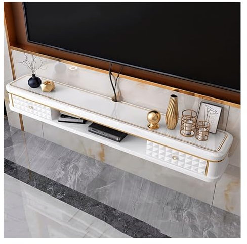 TV Schrank Board Sideboard Luxuriöser schwebender TV-Ständer aus Holz mit Aufbewahrungsschrank, TV-Ständer for Schlafzimmer und Wohnzimmer, moderner Fernsehständer, 47''/55''/63'' TV-Schrank(Weiß,160*