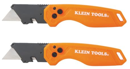 Klein Tools 44313 Folding FLICKBLADE Utility Knife with Side Release Button, Compact, Dual Locking Positions for Versatile Cutting Options, 2-Pack
