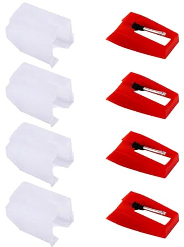 HAMKU Aiguille Tourne Disque, Universelles Remplacement Aiguille pour Saphir Platine Vinyle Durable Diamant Platine Vinyle pour Tourne Disque(Rouge), 4 pièce