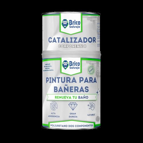 BRICOSALVAJE Vernice per Vasca da Bagno Finitura SATINATA Due Componenti 600+150 ML | Applicazione facile | Finitura ceramica | Impermeabile (Negro)