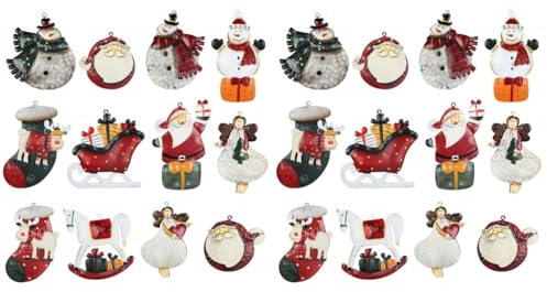 Alipis 2 Sätze Weihnachtsschmuck Anhänger Dekorationen Outlet Glocken Lebkuchen Puzzle Mann Quadratisch Weihnachtsmann des Deckels Weihnachtsdekoration Medaillon 12 Stück * 2