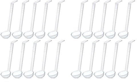 Reinscer 20 Pieces 7.8Inch 1Oz Clear Small Ladle Mini Ladle for Sauce Long Handle Plastic Punch Bowl Ladle Serving Spoons