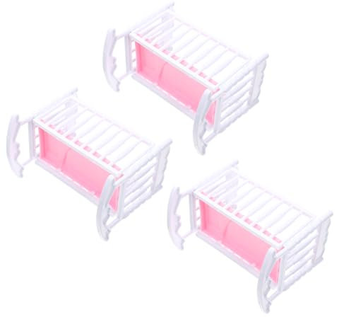 OFFIGAM 3stücke Teiliges Puppenwiege-Spielzeug Imitation Puppenbett Mit Realistischem Design Für Kreatives Spielen Sicher Und Plastikfreundlich Für Junge Mädchen Zubehör Für Puppenhäuser
