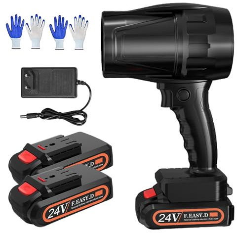 Souffleur d'air Super Jet Fan, Souffleur Électrique sans Fil Rechargeable avec Batterie 24 V 1200 MAh, pour Voiture, Nettoyage Extérieur et Barbecue