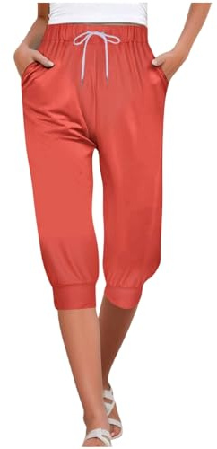 Generisch Pantalones capri de verano para mujer, pantalones 3/4, pantalones de gimnasio, ajustados, pantalones capri, elásticos, tres cuartos, pantalones deportivos, informales, ropa de correr
