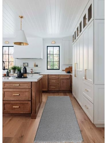 LUSA MIX Alfombra Cocina Lavable y Alfombra Pasillo Larga, Alfombras Rectangulares de Algodón con Flecos, Estilo Rústico y Moderno, Decorativa y Práctica para Hogar, Salón y Entrada, 60x90 cm Gris