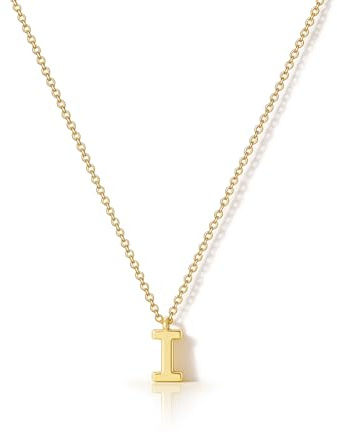HANLI Initial Necklace Women Girls - 14k Gold Plated Dainty Letter Necklace Alphabet I Necklace Personalized Monogram Name Necklace Gold Birthday Gifts for Her Teenage Jewelry