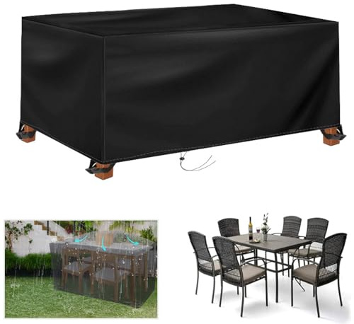 AOFOAE Housse Protection Table Jardin 140x70x70cm/LxlxH Housse Salon De Jardin Exterieur Imperméable pour Tables Et Meubles D'extérieur,Résistance Au Vent, Anti-UV Bache De Protection Exterieur Table