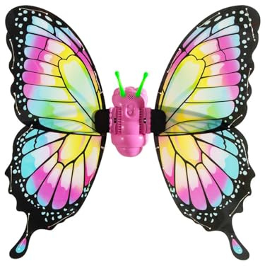 Lerpwige Ailes de papillon lumineuses électriques pour déguisement, anniversaire, Halloween, Noël, fête, Couleur arc-en-ciel, taille unique