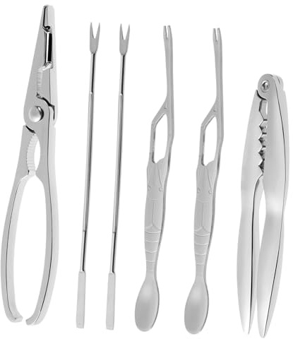 Hoement Herramientas para Mariscos de Acero Inoxidable con Caja de Almacenamiento Pinzas y Tenedores Ergonómicos para Cangrejo Langosta y Mariscos Utensilios de Cocina Esenciales para y