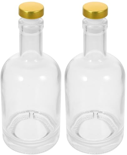 WEKADRIN 2 pezzi Bottiglie Vino e Liquori in Vetro Trasparente Spesse con Fondo Antiscivolo Ampia Bocca Facile da Pulire per Casa e Bar