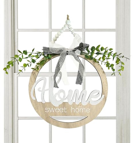 Cartello di benvenuto per porta d'ingresso, decorazioni rotonde in legno rustico, cartello di benvenuto per esterni, per finestra rotonda, festa di compleanno, giardino, ingresso, corridoio, soggiorno