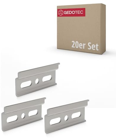 Gedotec Trägerplatte Stahl verzinkt | 20 Stück - Wand-Halterungen | Länge 60 mm | Schrank-Schiene mit Aushänge-Sicherung für Hängeschrank | Aufhänge-Schiene Oberschrank | Montageschiene