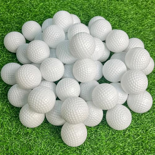 KOFULL Golf-Übungsbälle, hohle Golfbälle aus Kunststoff für Indoor-Training, 50 Stück (weiß)