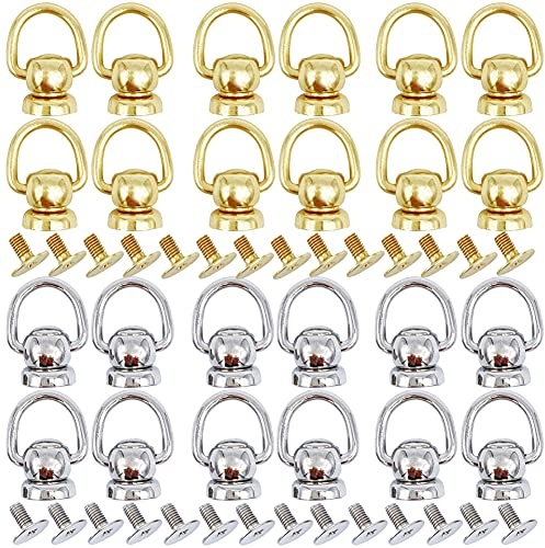 30 remaches de latón con botón de bola, anillo en D, giratorio 360 grados, para bricolaje, cuero, cuello, cinturón, bolso, zapatos, motocicleta, jeans, remaches de latón, etc