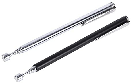 Magnetisches Teleskop-Aufnahmewerkzeug, 1 bis 2 Pfund Magnetstift, Langlebiger Magnetgreifer mit Taschenclip zum Auffinden von Bolzen, Muttern, Schrauben und Metallteilen(Schwarz)