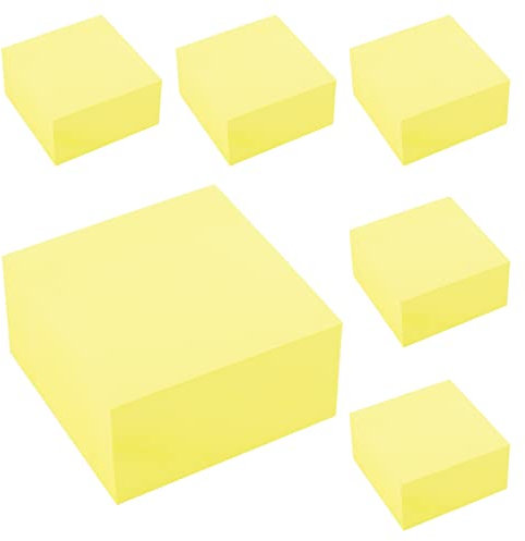 D.RECT Haftnotizen Gelb – 6x Sticky Notes Würfel à 400 Blatt – 76 x 76 mm – 2400 Haftnotizzettel – Super Sticky Selbstklebend – Für Büro, Schule & Zuhause