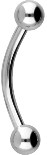 PIERCINGLINE Piercing de acero quirúrgico con forma de plátano | 2 bolas | barra curvada para cejas, pecho íntimo, oreja, etc. | tamaños y colores a elegir