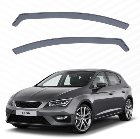 Modifycar Windabweiser für Seat Leon III 2012-2020, langlebiges Acrylglas, getönte Frontscheiben für Fenster, Innenmontage, 2 Stück