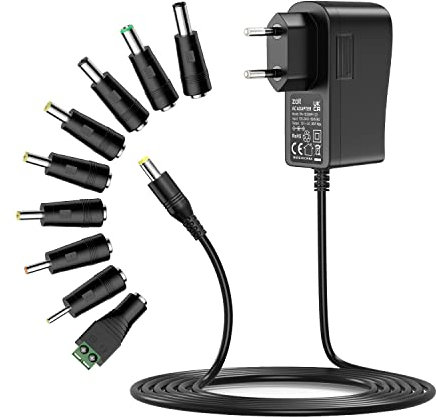 Zolt 36W 12V 3A Alimentation Universelle 12V 1A 2A 3A Transformateur d'alimentation AC avec 9 Prises DC pour l'électronique, 3000mA Max.