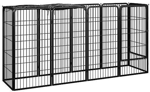 vidaXL 10-TLG. Hundelaufstall Schwarz 50x100cm Stahl Pulverbeschichtet