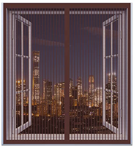 Insektenschutz Mückengitter 75 x 85 cm Fliegengitter Für Fenster In Verschiedenen Größen Auswählbar Magnet Fliegengitter Für Alle Universalfenster, Braun